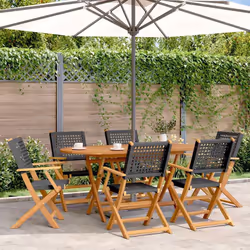 VidaXL 3214557 outdoor chair Terrace Padded seat Acacia wood, Polyrattan Black