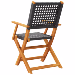 VidaXL 3214557 outdoor chair Terrace Padded seat Acacia wood, Polyrattan Black - Additional view 6