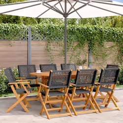 VidaXL 3214558 outdoor chair Terrace Padded seat Acacia wood, Polyrattan Black