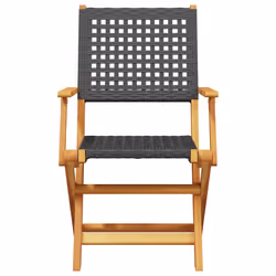 VidaXL 3214558 outdoor chair Terrace Padded seat Acacia wood, Polyrattan Black - Additional view 4