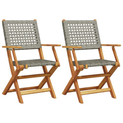 VidaXL 3214559 outdoor chair Terrace Padded seat Acacia wood, Polyrattan Grey