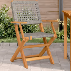 VidaXL 3214559 outdoor chair Terrace Padded seat Acacia wood, Polyrattan Grey