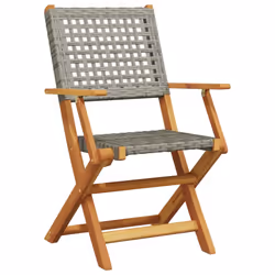 VidaXL 3214559 outdoor chair Terrace Padded seat Acacia wood, Polyrattan Grey - Additional view 4