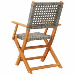 VidaXL 3214559 outdoor chair Terrace Padded seat Acacia wood, Polyrattan Grey - Additional view 7