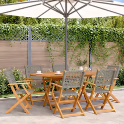 VidaXL 3214560 outdoor chair Terrace Padded seat Acacia wood, Polyrattan Grey