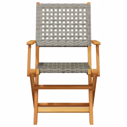VidaXL 3214560 outdoor chair Terrace Padded seat Acacia wood, Polyrattan Grey - Additional view 4