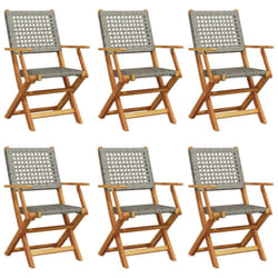 VidaXL 3214561 outdoor chair Terrace Padded seat Acacia wood, Polyrattan Grey