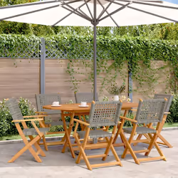 VidaXL 3214561 outdoor chair Terrace Padded seat Acacia wood, Polyrattan Grey