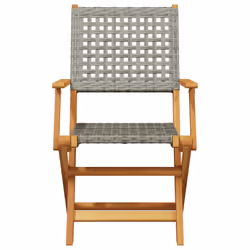 VidaXL 3214561 outdoor chair Terrace Padded seat Acacia wood, Polyrattan Grey - Additional view 4
