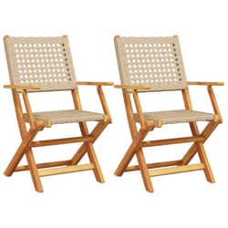 VidaXL 3214562 outdoor chair Terrace Padded seat Acacia wood, Polyrattan Beige