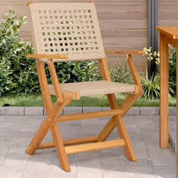 VidaXL 3214562 outdoor chair Terrace Padded seat Acacia wood, Polyrattan Beige