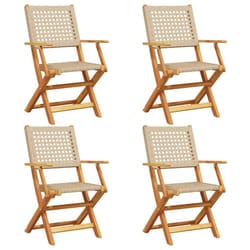 VidaXL 3214563 outdoor chair Terrace Padded seat Acacia wood, Polyrattan Beige
