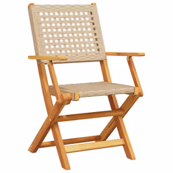 VidaXL 3214563 outdoor chair Terrace Padded seat Acacia wood, Polyrattan Beige
