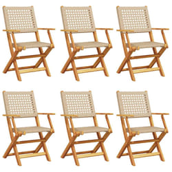VidaXL 3214564 outdoor chair Terrace Padded seat Acacia wood, Polyrattan Beige