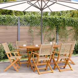 VidaXL 3214564 outdoor chair Terrace Padded seat Acacia wood, Polyrattan Beige