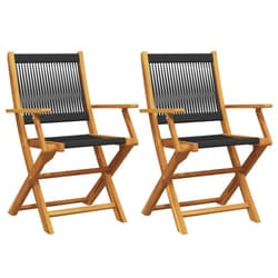 VidaXL 3214565 outdoor chair Terrace Padded seat Acacia wood, Polypropylene (PP) Black