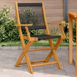 VidaXL 3214565 outdoor chair Terrace Padded seat Acacia wood, Polypropylene (PP) Black