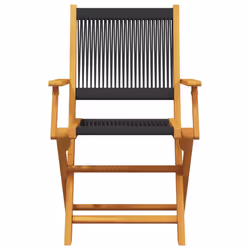 VidaXL 3214565 outdoor chair Terrace Padded seat Acacia wood, Polypropylene (PP) Black - Additional view 5