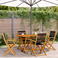 VidaXL 3214567 outdoor chair Terrace Padded seat Acacia wood, Polypropylene (PP) Black