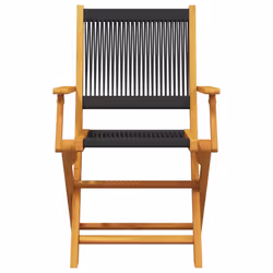 VidaXL 3214567 outdoor chair Terrace Padded seat Acacia wood, Polypropylene (PP) Black - Additional view 4