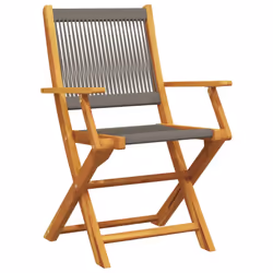 VidaXL 3214568 outdoor chair Terrace Padded seat Acacia wood, Polypropylene (PP) Grey - Additional view 4