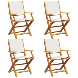 vidaXL Garden Chairs Outdoor Chair Dining Chair Solid Wood Acacia and Fabric - cream, 4 pcs