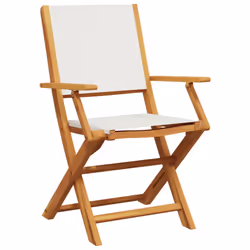 vidaXL Garden Chairs Outdoor Chair Dining Chair Solid Wood Acacia and Fabric - cream, 6 pcs