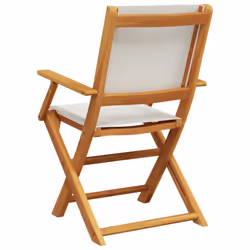 vidaXL Garden Chairs Outdoor Chair Dining Chair Solid Wood Acacia and Fabric - cream, 6 pcs - Additional view 5
