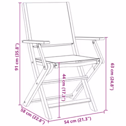 vidaXL Garden Chairs Outdoor Chair Dining Chair Solid Wood Acacia and Fabric - cream, 6 pcs - Additional view 9