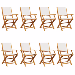 vidaXL Garden Chairs Outdoor Chair Dining Chair Solid Wood Acacia and Fabric - cream, 8 pcs