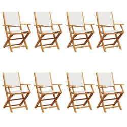 vidaXL Garden Chairs Outdoor Chair Dining Chair Solid Wood Acacia and Fabric - cream, 8 pcs