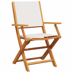 vidaXL Garden Chairs Outdoor Chair Dining Chair Solid Wood Acacia and Fabric - cream, 8 pcs