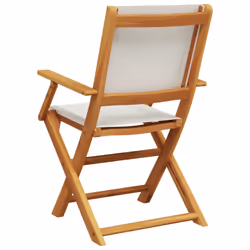 vidaXL Garden Chairs Outdoor Chair Dining Chair Solid Wood Acacia and Fabric - cream, 8 pcs - Additional view 5