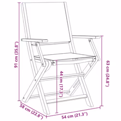 vidaXL Garden Chairs Outdoor Chair Dining Chair Solid Wood Acacia and Fabric - cream, 8 pcs - Additional view 9