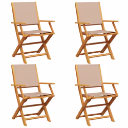 vidaXL Garden Chairs Outdoor Chair Dining Chair Solid Wood Acacia and Fabric - taupe, 4 pcs