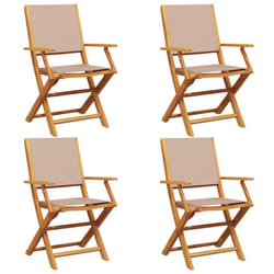 vidaXL Garden Chairs Outdoor Chair Dining Chair Solid Wood Acacia and Fabric - taupe, 4 pcs