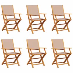 vidaXL Garden Chairs Outdoor Chair Dining Chair Solid Wood Acacia and Fabric - taupe, 6 pcs