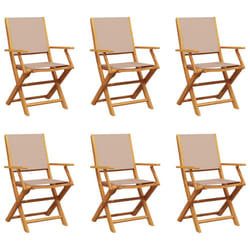 vidaXL Garden Chairs Outdoor Chair Dining Chair Solid Wood Acacia and Fabric - taupe, 6 pcs
