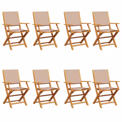 vidaXL Garden Chairs Outdoor Chair Dining Chair Solid Wood Acacia and Fabric - taupe, 8 pcs