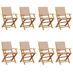 vidaXL Garden Chairs Outdoor Chair Dining Chair Solid Wood Acacia and Fabric - taupe, 8 pcs