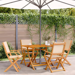 VidaXL 3214583 outdoor chair Terrace Padded seat Acacia wood, Polyester Beige