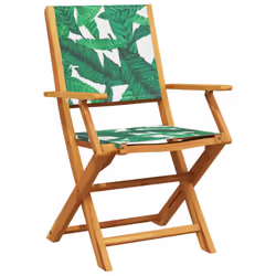 vidaXL Garden Chairs Outdoor Chair Dining Chair Solid Wood Acacia and Fabric - leaf pattern, 6 pcs