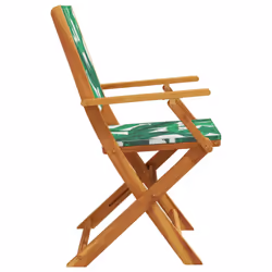 vidaXL Garden Chairs Outdoor Chair Dining Chair Solid Wood Acacia and Fabric - leaf pattern, 8 pcs - Additional view 4