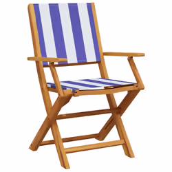 VidaXL 3214591 outdoor chair Terrace Padded seat Acacia wood, Polyester Blue, White