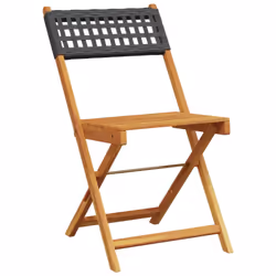 vidaXL Bistro Chairs Outdoor Dining Chair Solid Wood Acacia and Poly Rattan - black, 4 pcs