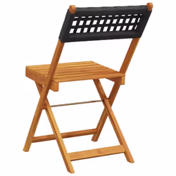 vidaXL Bistro Chairs Outdoor Dining Chair Solid Wood Acacia and Poly Rattan - black, 6 pcs - Additional view 5
