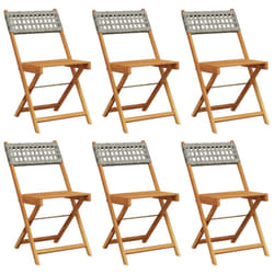 VidaXL 3214596 outdoor chair Terrace Padded seat Acacia wood, Polyrattan Grey
