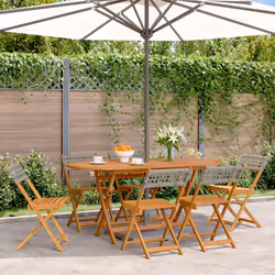 VidaXL 3214596 outdoor chair Terrace Padded seat Acacia wood, Polyrattan Grey