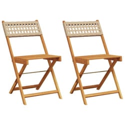 VidaXL 3214598 outdoor chair Terrace Padded seat Acacia wood, Polyrattan Beige