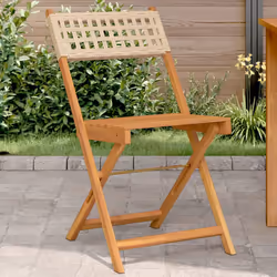 VidaXL 3214598 outdoor chair Terrace Padded seat Acacia wood, Polyrattan Beige